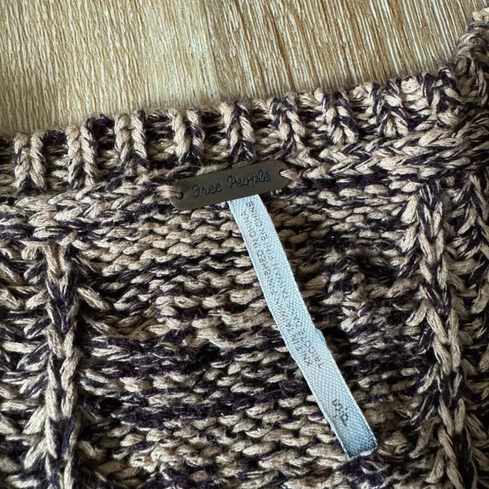 Free People Heather Brown Cable‎ Knit Sweater Size S